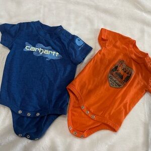 Carhartt Navy and Orange Infant Bodysuits